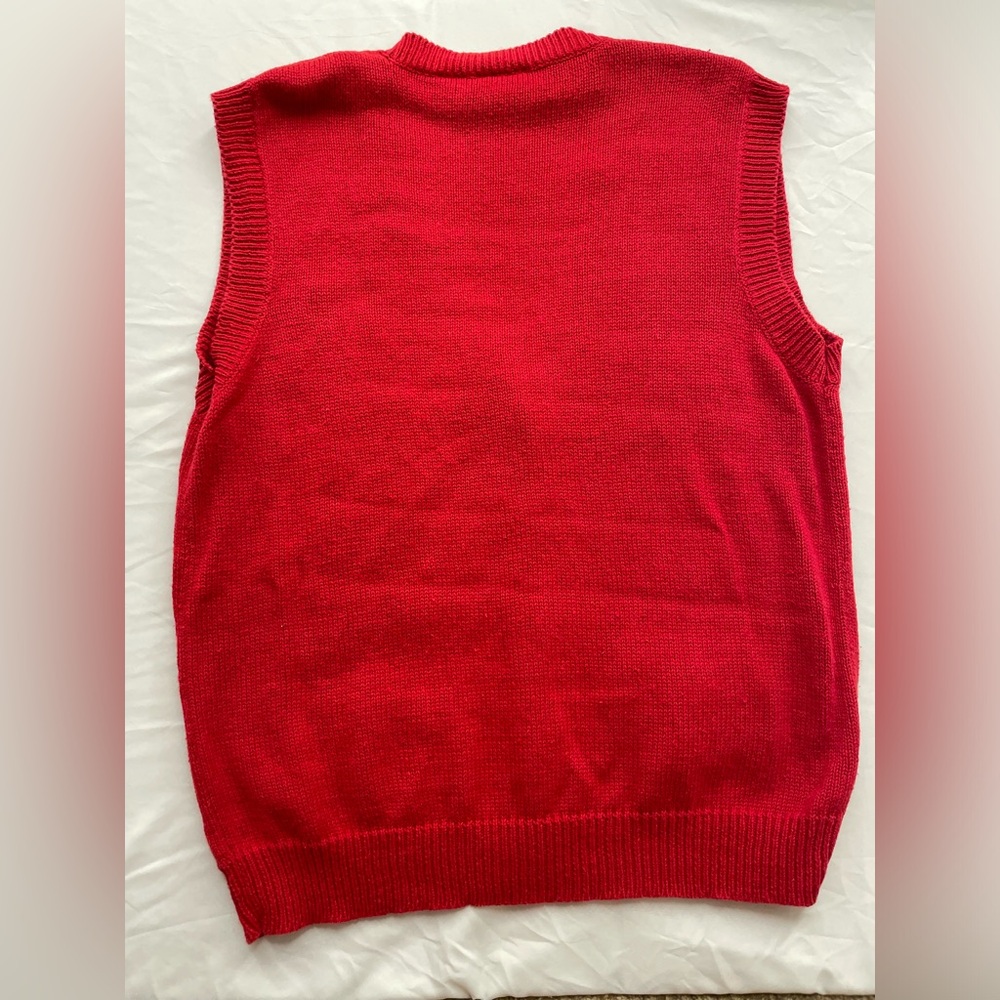 Vintage Laura Gayle Button Up Red Christmas Sweater Vest - Picture 5 of 10